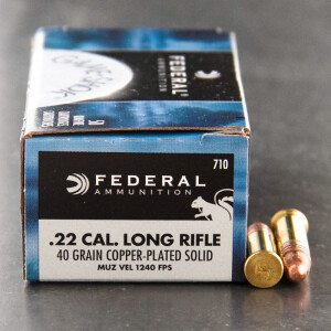 500rds - 22LR Federal Game Shok 40gr. HV Copper Plated Solid Point Ammo