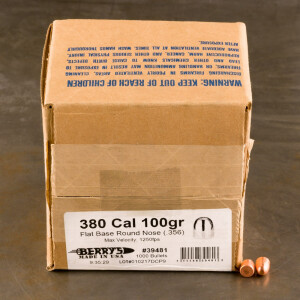 1000pcs - 380 Auto .356" Dia Berry’s 100gr. Plated RN Bullets